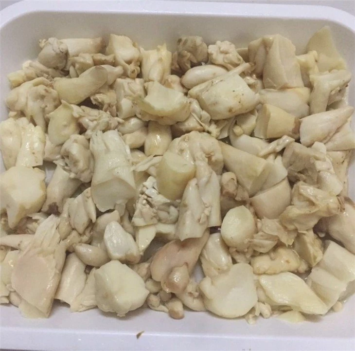 white king oyster mushroom in brine in drums